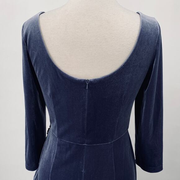 Oleg Cassini Velvet Draped Cocktail Mini Dress Sheath Long Sleeve Gathered 8 - Picture 9 of 12